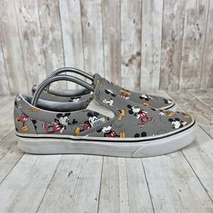 Vans Disney‎ Mickey Mouse Slip On Shoes Women Size 11 Grey Casual Sneakers